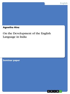 cover image of On the Development of the English Language in India